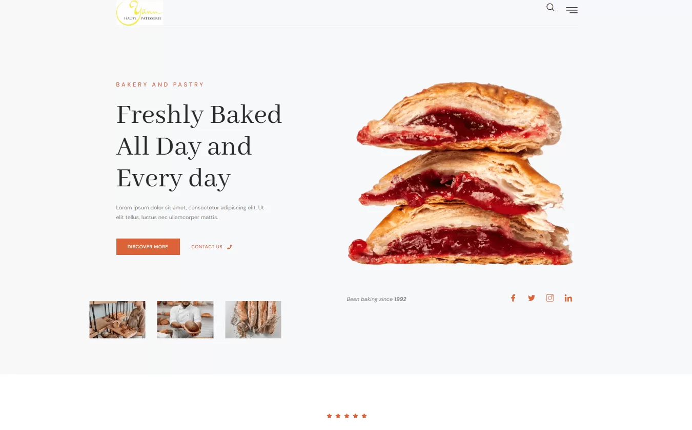 Website for a bakery and pastry shop