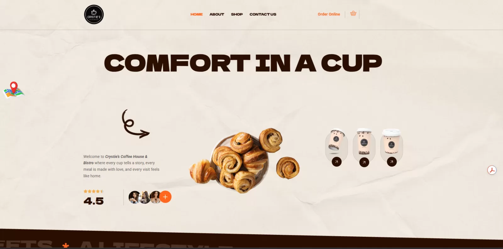 Crystie's Coffee House and Bistro website